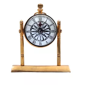   Ceas decorativ Giftdeco NC2963, alamă și sticlă, înălțime 11 cm, lățime 9,5 cm, stil nautic