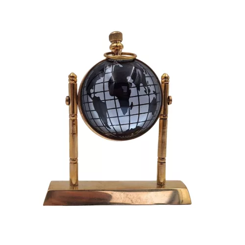 Ceas decorativ Giftdeco NC2963, alamă și sticlă, înălțime 11 cm, lățime 9,5 cm, stil nautic