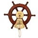 Timonă decorativa Giftdeco NC2356A, alamă și lemn, diametru 10 cm, stil nautic
