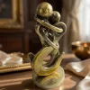 Figurina decorativa Giftdeco MT2020, cuplu impletit, aluminiu, 21,5 cm