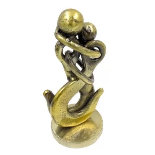 Figurina decorativa Giftdeco MT2020, cuplu impletit, aluminiu, 21,5 cm
