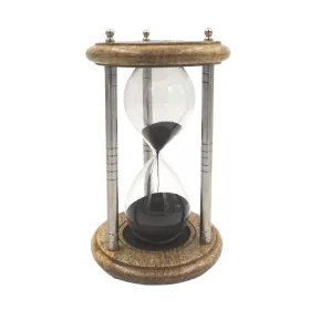   Clepsidră Giftdeco NC2989, lemn de mango, alamă, sticlă și metal, înălțime 25 cm, diametru 15 cm, stil clasic