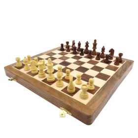   Set sah Giftdeco G114, lemn de trandafir și alamă, înălțime 7,5 cm, stil clasic