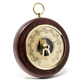   Barometru Fischer 13366R-22, alamă și lemn de fag mahon, diametru 14 cm