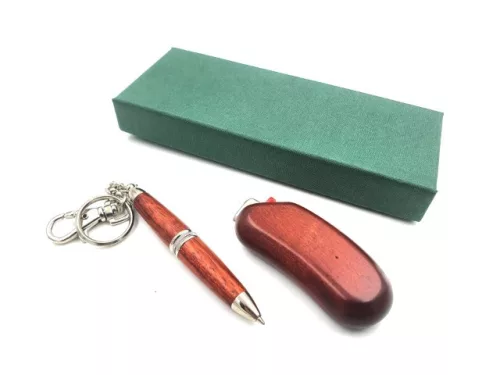 Set bricheta și pix Giftdeco G069C, lemn de mahon și metal