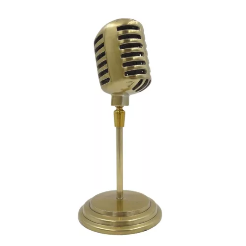 Miniatură microfon retro Giftdeco 92715B din aluminiu, 25 x 11,5 cm