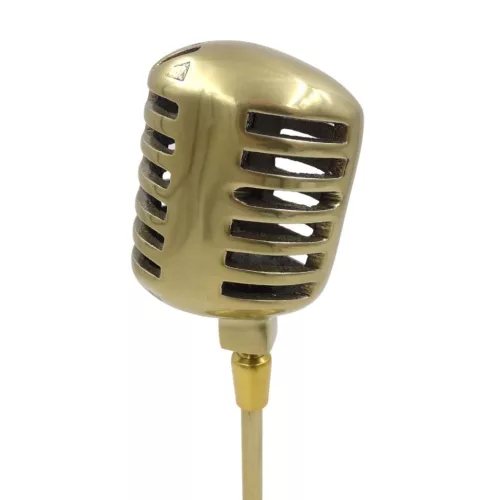 Miniatură microfon retro Giftdeco 92715B din aluminiu, 25 x 11,5 cm