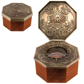   Busolă Hemisferium H44, alamă și lemn, înălțime 5,8 cm, lățime 12,5 cm, stil nautic