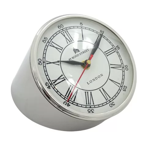 Ceas de birou Giftdeco CLK-0212, metal și lemn, 13 x 13 x 19 cm, stil modern