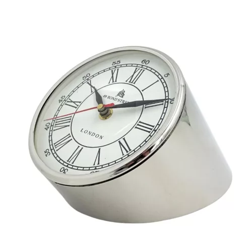 Ceas de birou Giftdeco CLK-0212, metal și lemn, 13 x 13 x 19 cm, stil modern