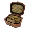 Busolă Giftdeco SUN-0106, alamă, sticlă și lemn, 11,5 x 10 x 8,5 cm, stil retro