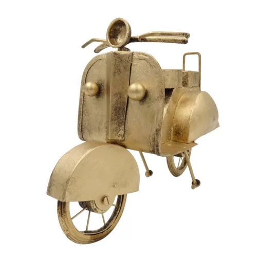 Machetă motocicleta Giftdeco NC2860, alamă și metal, 28 x 11,5 x 21,5 cm, stil retro