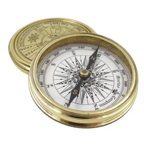   Busolă Giftdeco NC1689 cu calendar 40 de ani, alamă aurie, diametru 7,5 cm