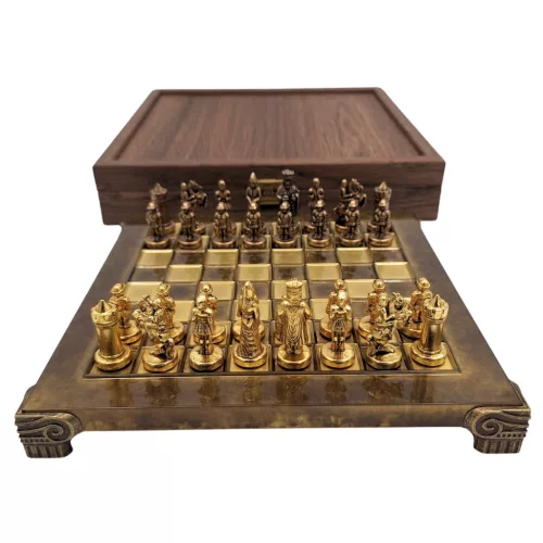 Set sah metalic Giftdeco S1CBRO, 20 x 20 cm, stil bizantin