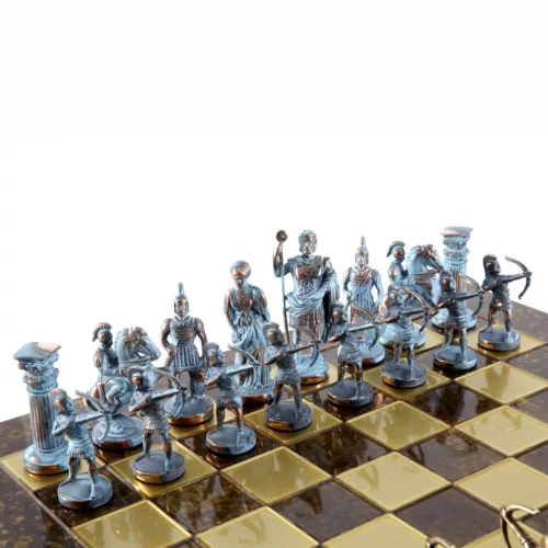 Set sah Manopoulos S10BBRO, alamă și lemn, înălțime 9,7 cm