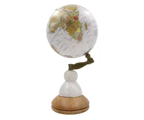 Glob decorativ Giftdeco GLB-108 Voyager, baza marmura si lemn, 32 cm