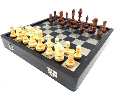 Set sah Giftdeco G334B, metal și lemn, înălțime 8 cm