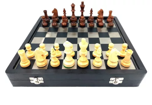 Set sah Giftdeco G334B, metal și lemn, înălțime 8 cm