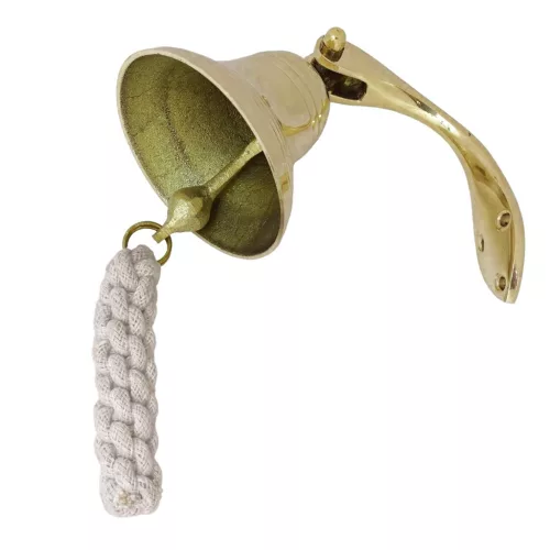 Clopot decorativ de navă Giftdeco HB36/4, alamă aurie, diametru 10 cm