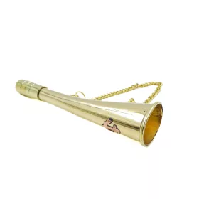   Goarnă militară decorativă Giftdeco MIW135, alamă aurie, 15 cm, cu lanț