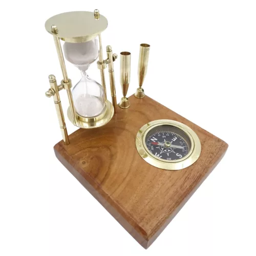 Set de birou Giftdeco NC2618OP – clepsidră, busolă și suporturi pixuri