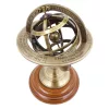 Astrolab decorativ Giftdeco NC1911, alama aurie si baza din lemn, 14 cm