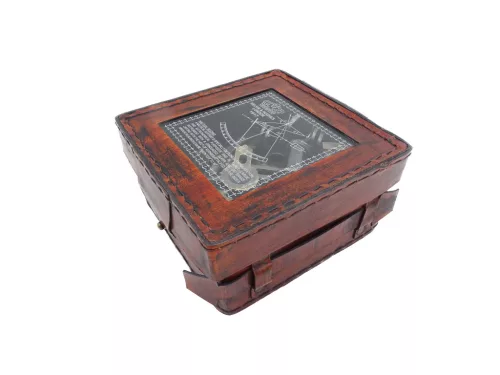 Sextant decorativ Giftdeco NC1514B – alamă, sticlă, 13 x 12 x 6 cm