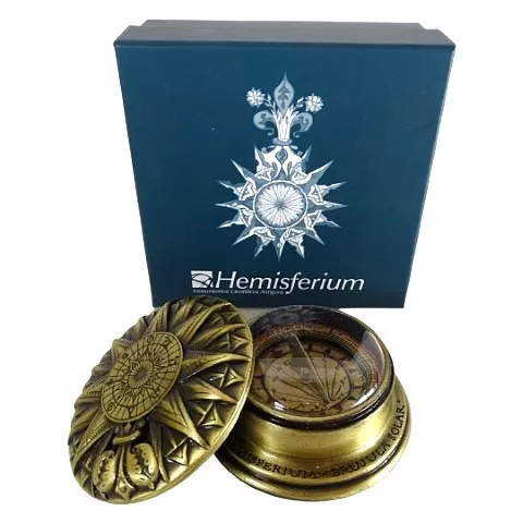 Busolă Hemisferium H40, alamă și sticlă, diametru 8,5 cm, stil vintage, nautic, renaștere