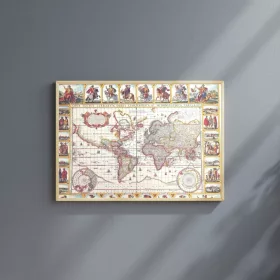 Harta decorativa Giftdeco M1652, 56 x 45 cm, stil vintage