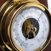Stație meteo Fischer, barometru, higrometru, termometru, alamă și lemn, stil nautic