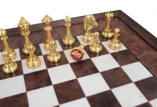 Set sah Italfama N137, metal și lemn, înălțime 7,5 cm, stil clasic