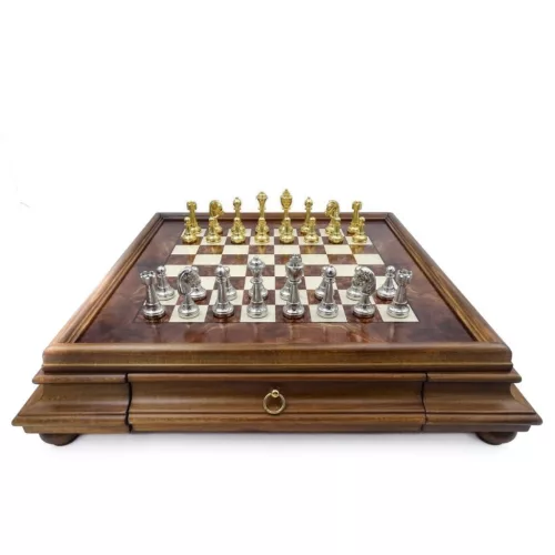 Set sah Italfama N137, metal și lemn, înălțime 7,5 cm, stil clasic