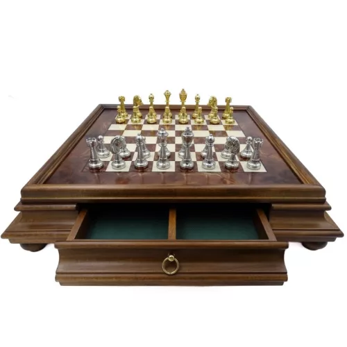 Set sah Italfama N137, metal și lemn, înălțime 7,5 cm, stil clasic