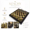 Set sah Italfama N001, alamă și piele, înălțime 5 cm