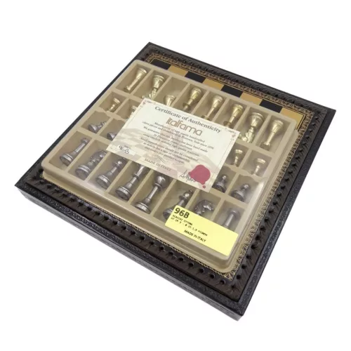 Set sah Italfama N001, alamă și piele, înălțime 5 cm