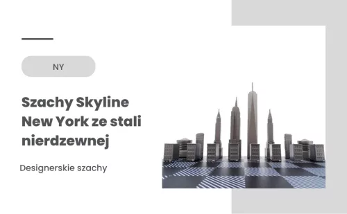 Set sah Skyline Chess, inox și lemn