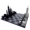 Set sah Skyline Chess, inox și lemn