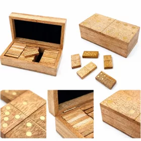   Obiect decorativ Giftdeco BR157, lemn de mango și alamă, 15 x 8 x 4,5 cm