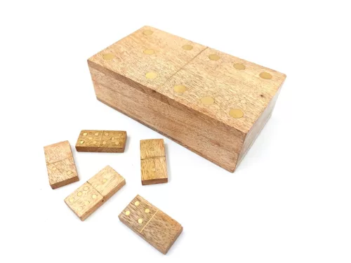 Obiect decorativ Giftdeco BR157, lemn de mango și alamă, 15 x 8 x 4,5 cm