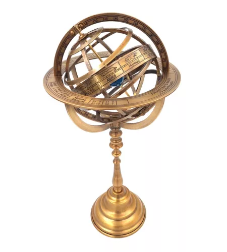 Astrolab decorativ Giftdeco GLB-0020, alamă, înălțime 39 cm