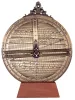 Astrolab decorativ Hemisferium H34, alamă și lemn, înălțime 24,5 cm, lățime 20 cm, stil modern, renaștere