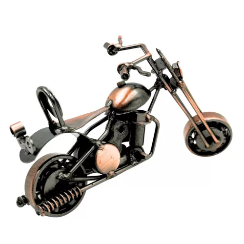 Machetă motocicletă chopper Giftdeco M33, metal, 15 x 6 x 9,5 cm, stil industrial