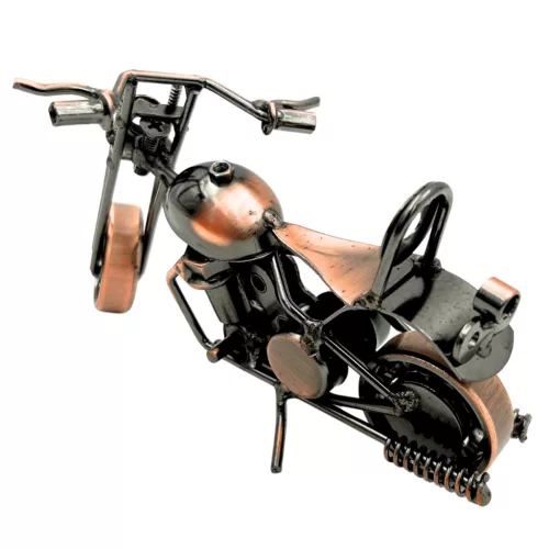 Machetă motocicletă chopper Giftdeco M33, metal, 15 x 6 x 9,5 cm, stil industrial