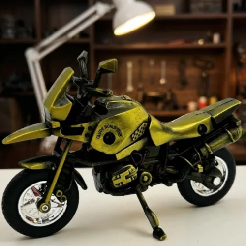 Machetă motocicletă Giftdeco HJ1, metal verde închis, 16 x 6 x 10 cm
