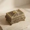 Cutie pentru bijuterii Giftdeco 21-20L, metal auriu, 16,8 x 12,2 x 9,2 cm, stil Ludovic
