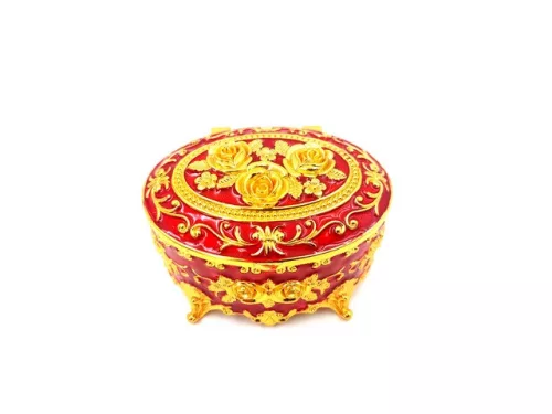 Cutie pentru bijuterii Giftdeco, metal, 9 x 6,5 x 5,5 cm, stil modern