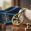 Breloc astrolabiu nautic Giftdeco H82 – alamă, Ø4,5 cm