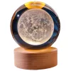 Lampă decorativă Giftdeco KKS Moon, glob din sticlă pe suport din lemn, LED USB, diametru 8 cm