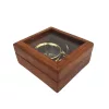 Busolă Giftdeco KR30, alamă, sticlă și lemn, diametru 3,5 cm, stil nautic, clasic
