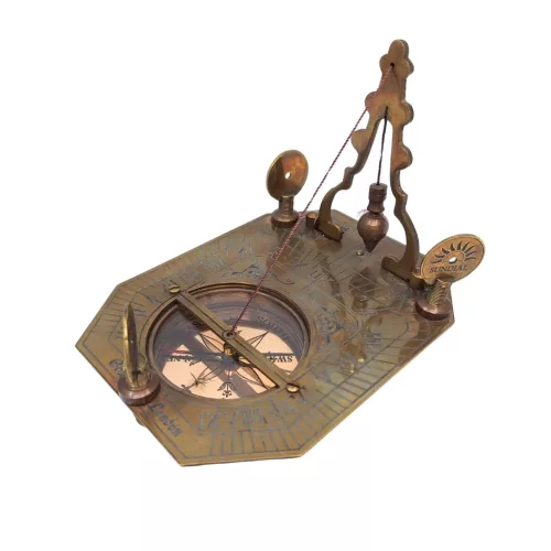 Busolă Giftdeco CSDF337, alamă și lemn, 11,5 x 8,8 x 9,0 cm, stil retro, nautic